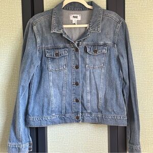 PAIGE Aveline Denim Jacket, Soft Med Wash Premium Denim, Slight Boxy Fit, Size L